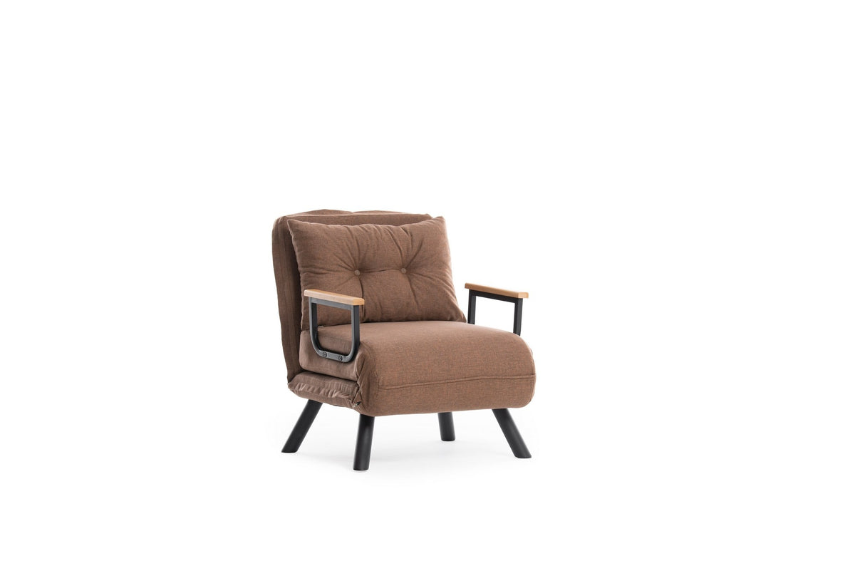 Armchairs - Scandinavian sleeping armchair Copper Brown fabric linen look Sando - Dimehouse