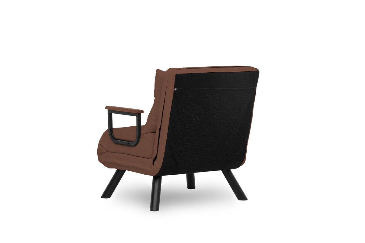 Armchairs - Scandinavian sleeping armchair Copper Brown fabric linen look Sando - Dimehouse