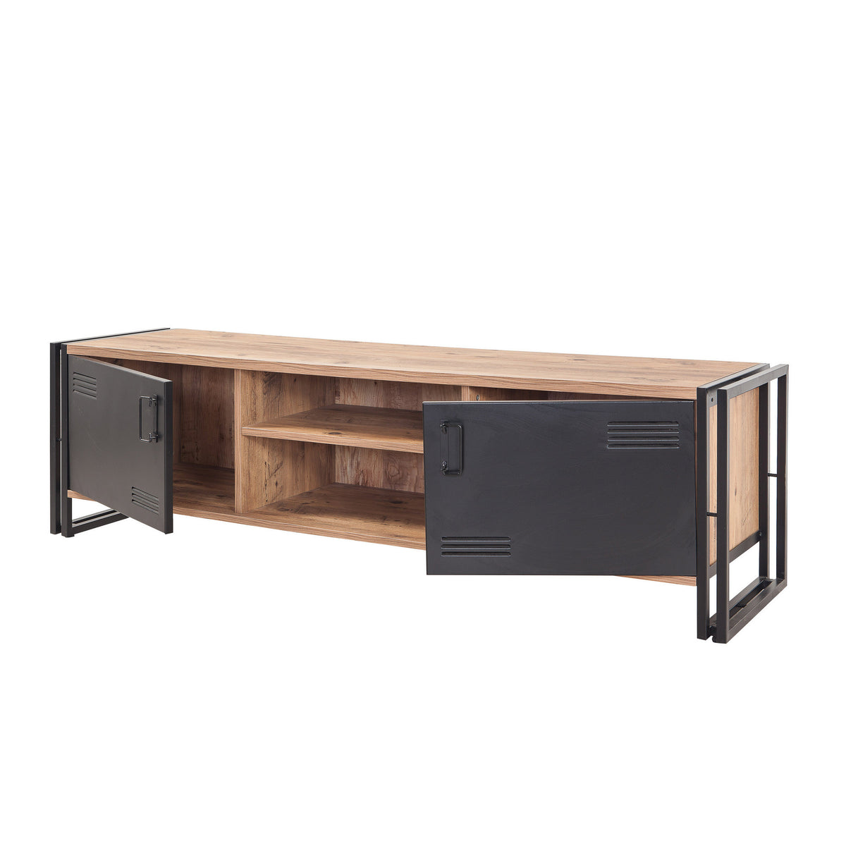 TV Furniture - TV Furniture Cosmo Atlantic Pine Black Melamine 180x50x45 cm - Dimehouse
