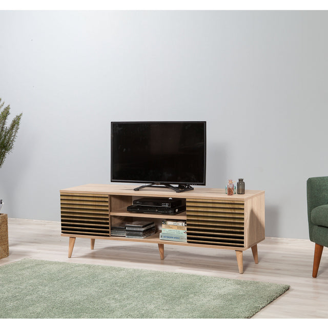 TV Furniture - TV Furniture Truva Sonoma Oak Striped Melamine 140x50x40 cm - Dimehouse