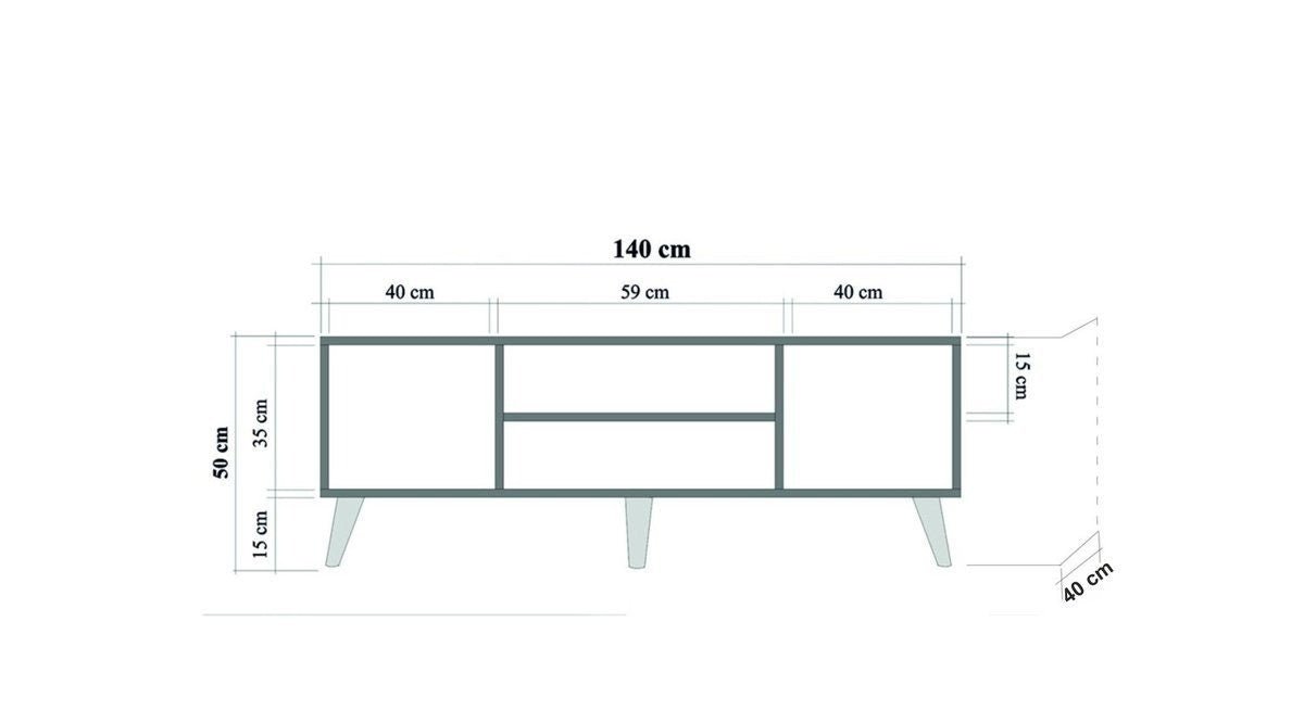 TV Furniture - TV Furniture Truva Sonoma Oak Striped Melamine 140x50x40 cm - Dimehouse