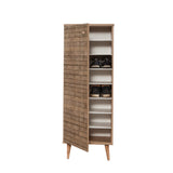 Shoe cabinets - Shoe cabinet Filinta Sonoma Oak Slats Melamine 50x135x38 cm - Dimehouse