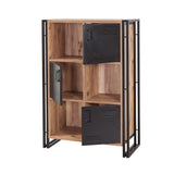 Bookcases - Industrial cabinet pine wood melamine black metal Cosmo 89x127x35 cm - Dimehouse