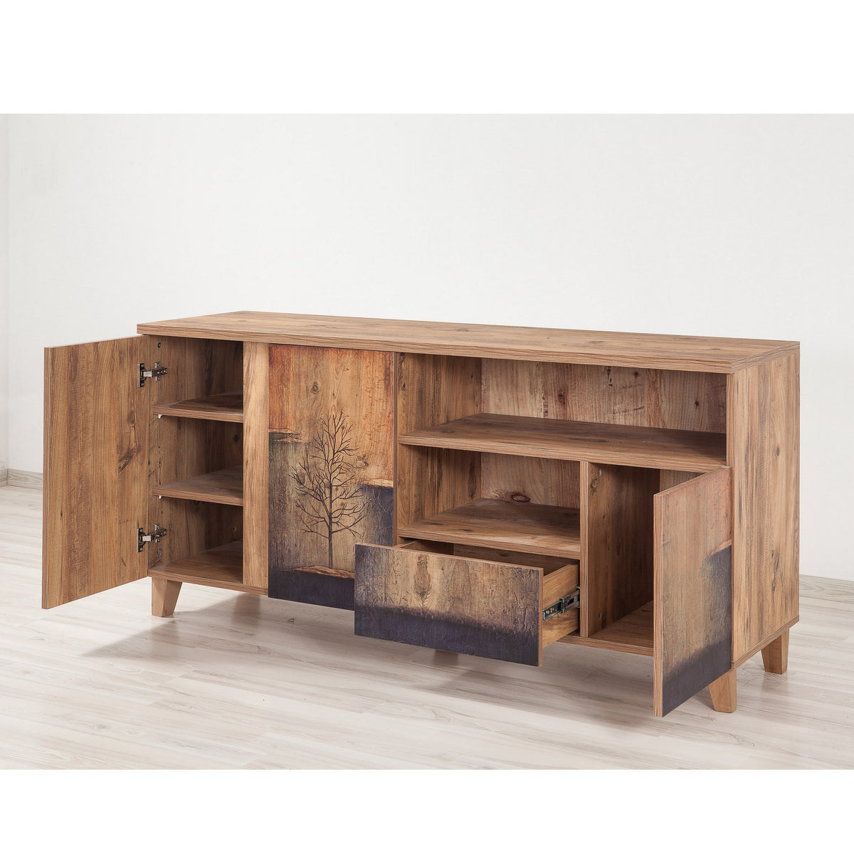TV Furniture - Sideboard Marina Mila Atlantic Pine Wood Melamine 160x76x45 cm - Dimehouse