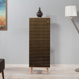 Shoe cabinets - Shoe cabinet Filinta Sonoma Oak Striped Melamine 50x135x38 cm - Dimehouse