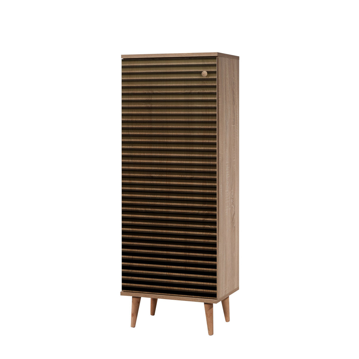 Shoe cabinets - Shoe cabinet Filinta Sonoma Oak Striped Melamine 50x135x38 cm - Dimehouse