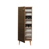 Shoe cabinets - Shoe cabinet Filinta Sonoma Oak Striped Melamine 50x135x38 cm - Dimehouse