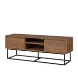 TV Furniture - TV Furniture Rodez Walnut Black Melamine 140x50x40 cm - Dimehouse