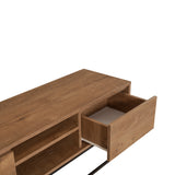TV Furniture - TV Furniture Rodez Walnut Black Melamine 140x50x40 cm - Dimehouse