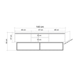 TV Furniture - TV Furniture Rodez Walnut Black Melamine 140x50x40 cm - Dimehouse