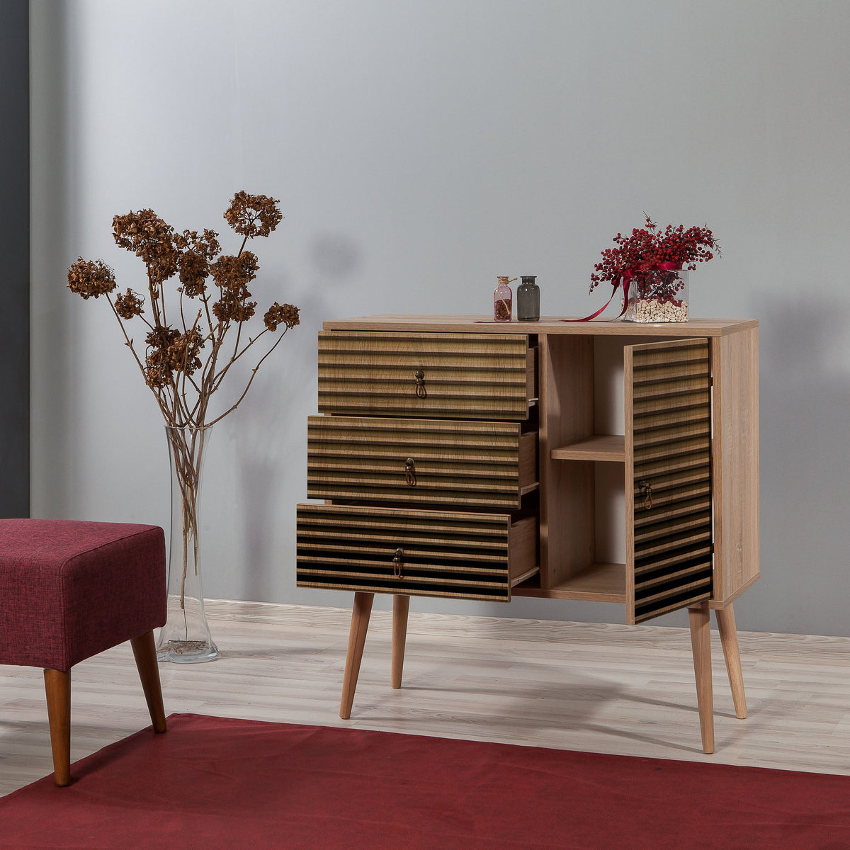 Chests of drawers - Chest of drawers Verybox Sonoma Oak Melamine 90x90x40 cm - Dimehouse