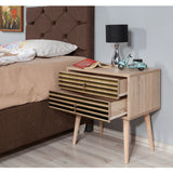 Bedside tables - Bedside table Catalina Sonoma Oak Melamine 60x61x40 cm - Dimehouse