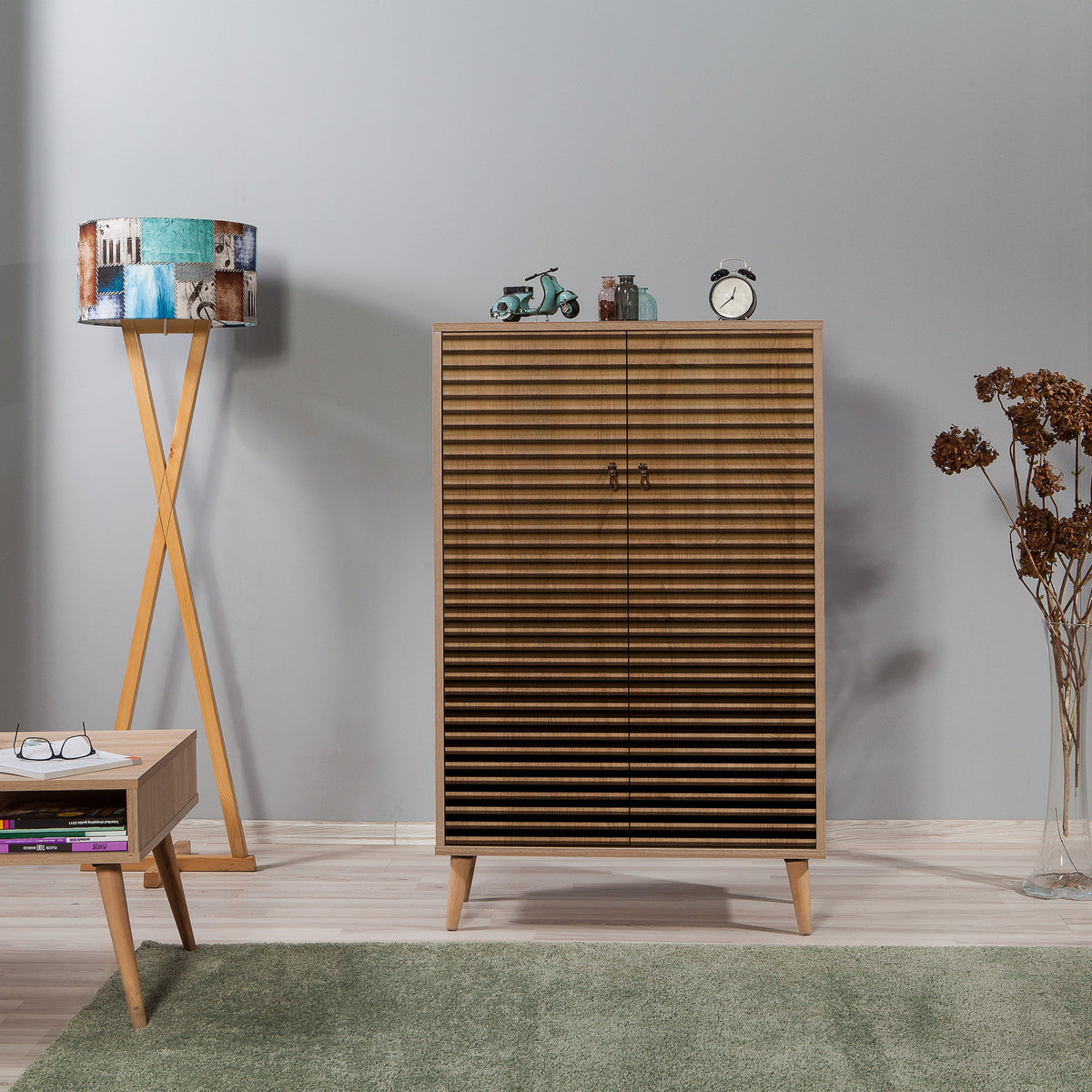 Wall cabinets - Wall cabinet Multibox Sonoma Oak Melamine 80x127x36 cm - Dimehouse