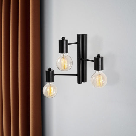 Wall lamps - Wall lamp 3 - lights Black Metal Brisa - Dimehouse