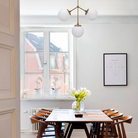 Hanging lamps - Hanging lamp 3 - lights White Glass Polaris - Dimehouse