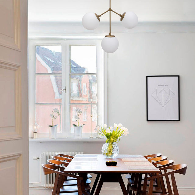 Hanging lamps - Hanging lamp 3 - lights White Glass Polaris - Dimehouse