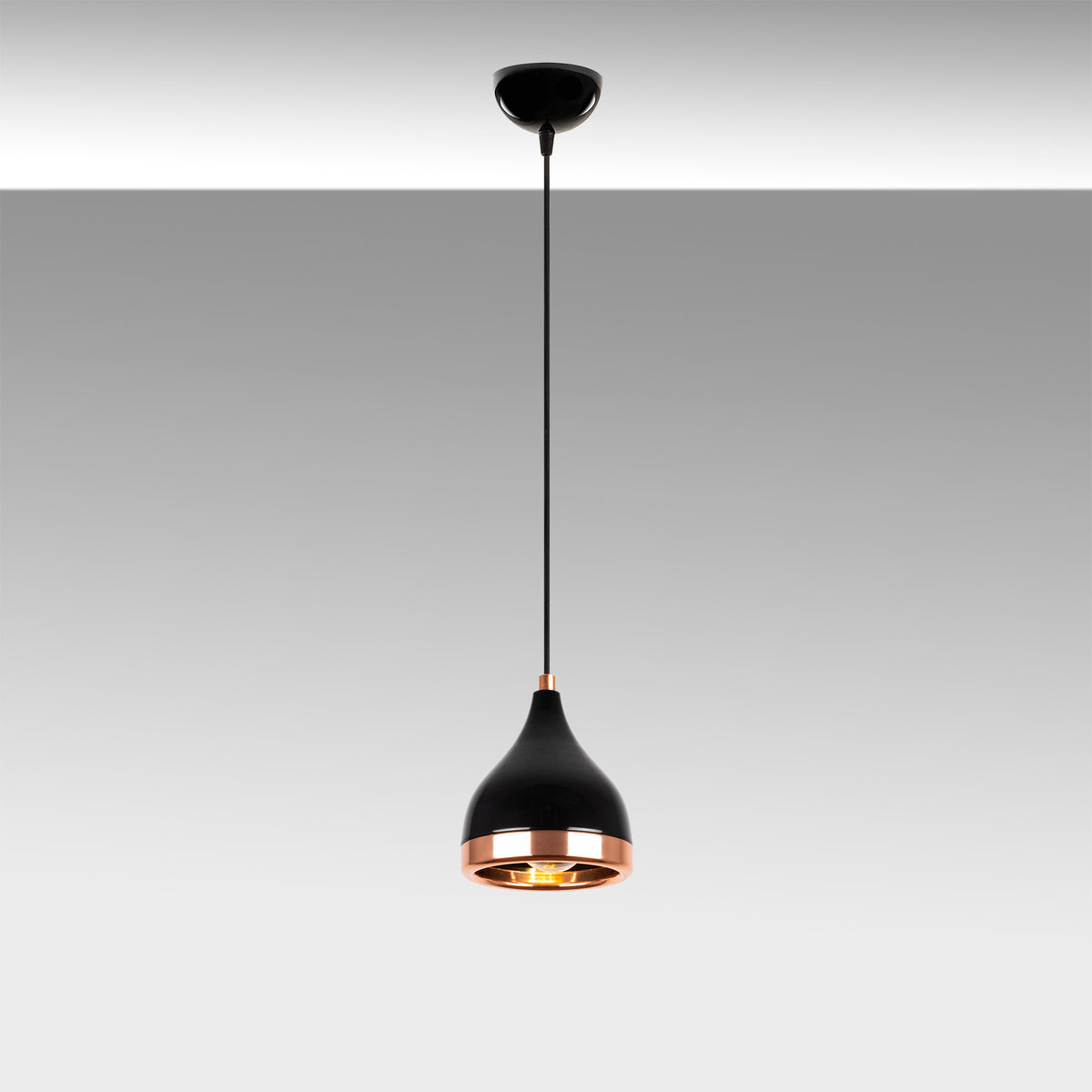 Hanging lamps - Hanging lamp 1 - light Black Copper Round Metal Grip - Dimehouse
