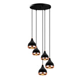 Hanging lamps - Hanging lamp 5 - lights Stepped Black Copper Metal Grip - Dimehouse