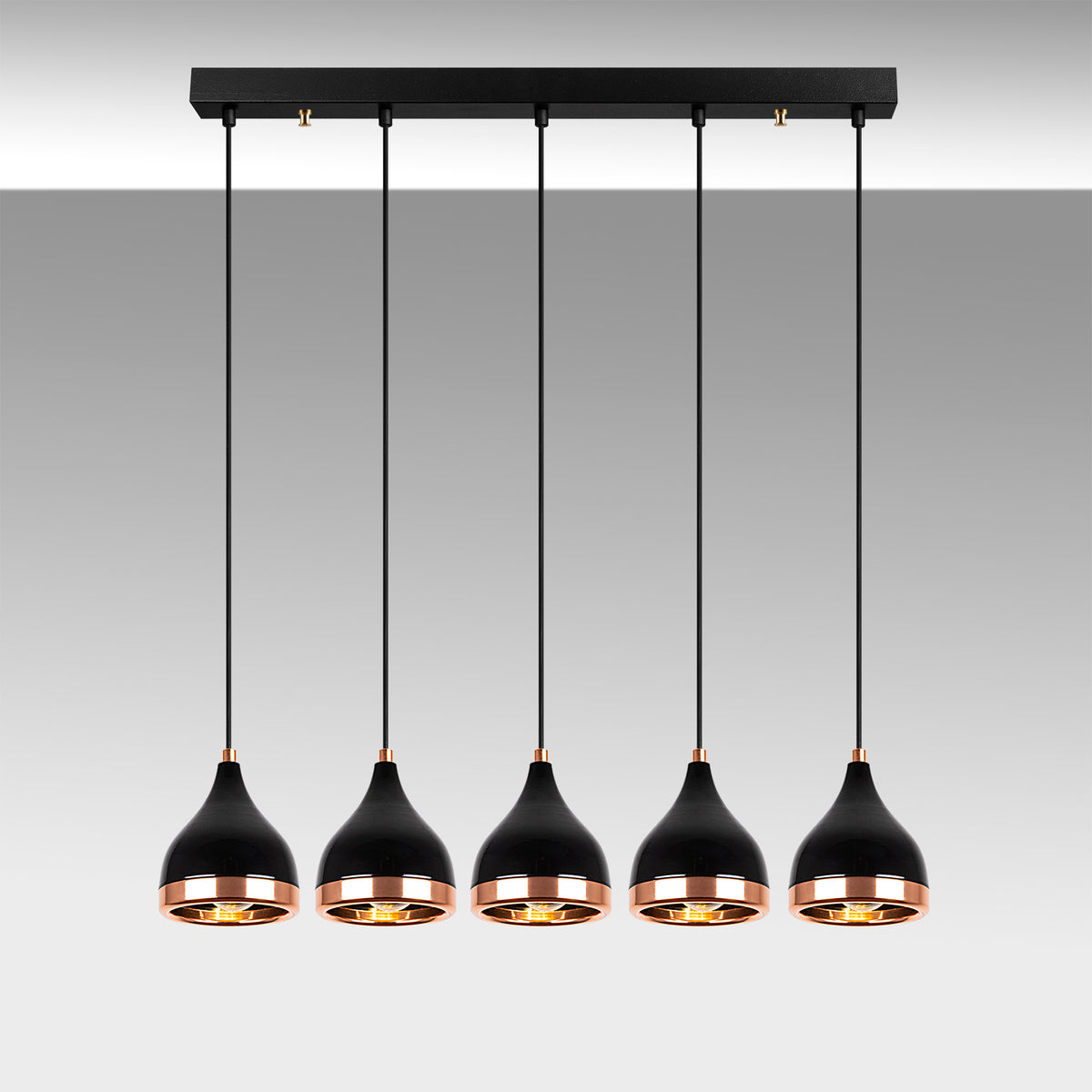 Hanging lamps - Hanging lamp 5 - lights Black Copper Metal Grip - Dimehouse