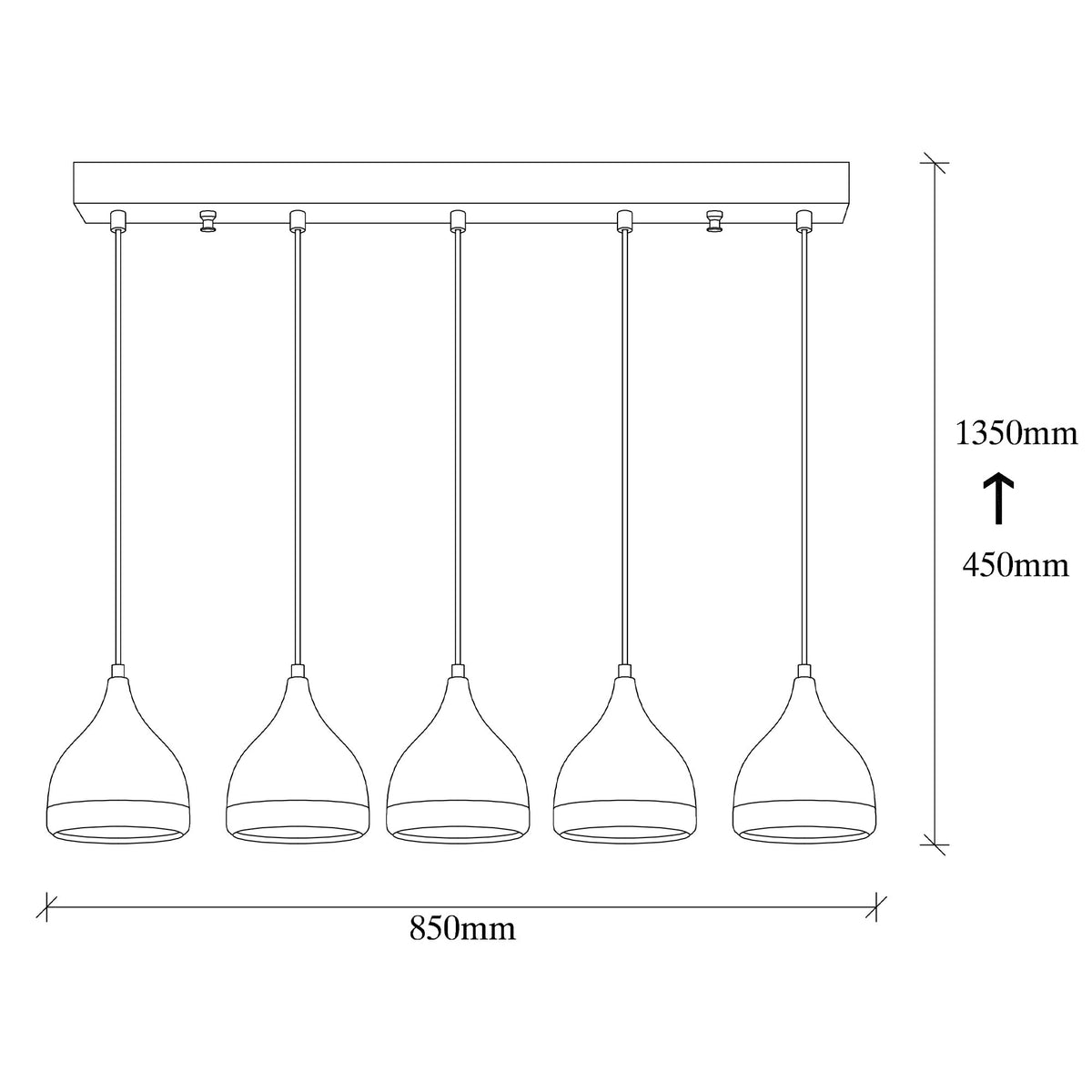 Hanging lamps - Hanging lamp 5 - lights Black Copper Metal Grip - Dimehouse