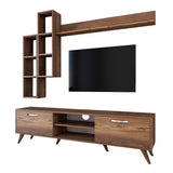 TV Furniture - TV Furniture Set Iona Walnut Melamine 180x48.6x35 cm - Dimehouse