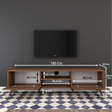 TV Furniture - TV Furniture Corfu Walnut Melamine 180x48.6x35 cm - Dimehouse