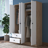 Wardrobes - Wardrobe Walnut White Melamine - Hang and lay - 120x170x42.5 cm - Aspen - Dimehouse