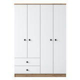 Wardrobes - Wardrobe Walnut White Melamine - Hang and lay - 120x170x42.5 cm - Aspen - Dimehouse