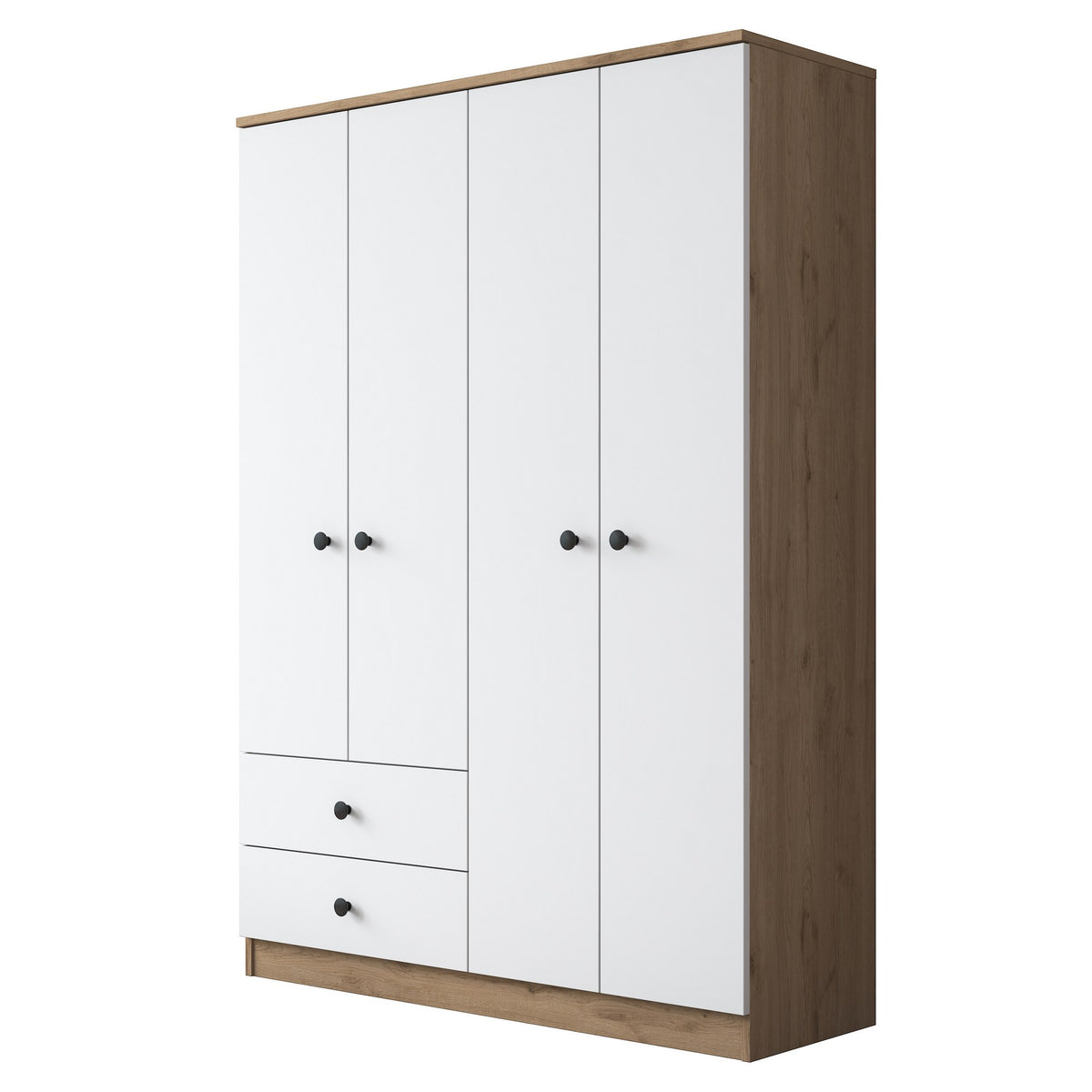 Wardrobes - Wardrobe Walnut White Melamine - Hang and lay - 120x170x42.5 cm - Aspen - Dimehouse