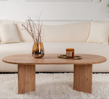 Coffee tables - Coffee table pine wood melamine arc shape Koda 119x60 cm - Dimehouse