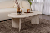 Coffee tables - Oval coffee table travertine melamine - Japandi - 119x60 cm - Sota - Dimehouse