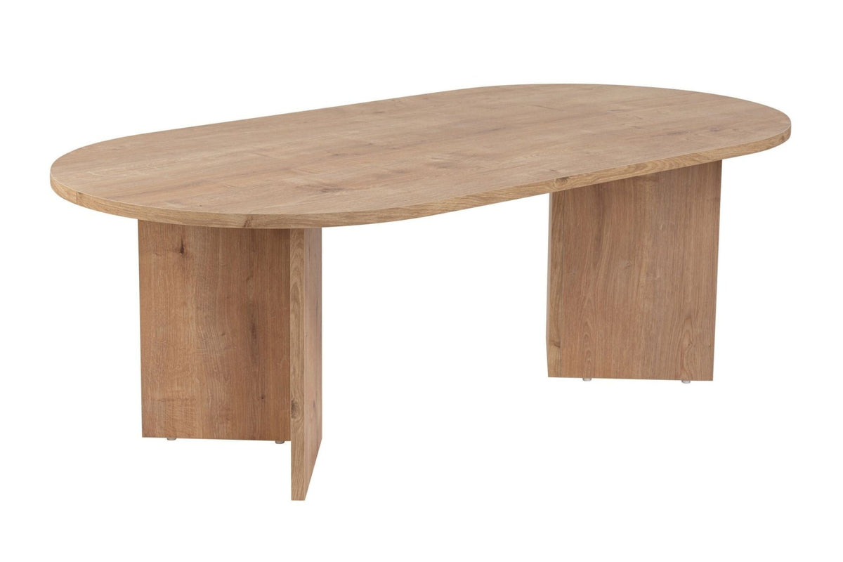 Coffee tables - Oval coffee table oak melamine - Japandi - 119x60 cm - Sota - Dimehouse