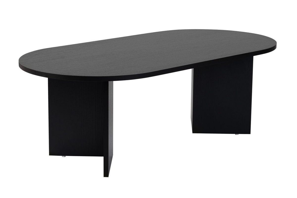 Coffee tables - Oval coffee table Black melamine - Japandi - 119x60 cm - Sota - Dimehouse
