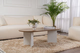 Coffee tables - Coffee table walnut white melamine arc shape Koda 119x60 cm - Dimehouse