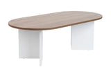 Coffee tables - Coffee table walnut white melamine arc shape Koda 119x60 cm - Dimehouse