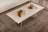Coffee tables - Rectangular coffee table travertine melamine Sabin 119x60 cm - Dimehouse