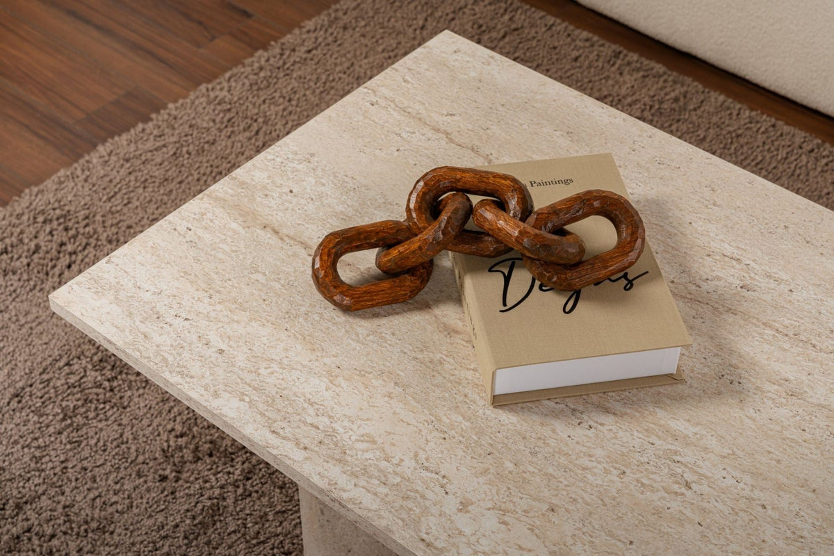 Coffee tables - Rectangular coffee table travertine melamine Sabin 119x60 cm - Dimehouse