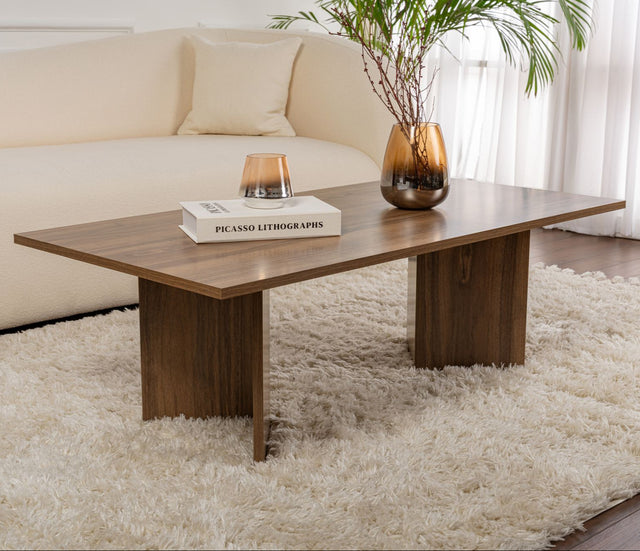 Coffee tables - Rectangular Coffee Table Siban Walnut wood look - 119x60 cm - Dimehouse