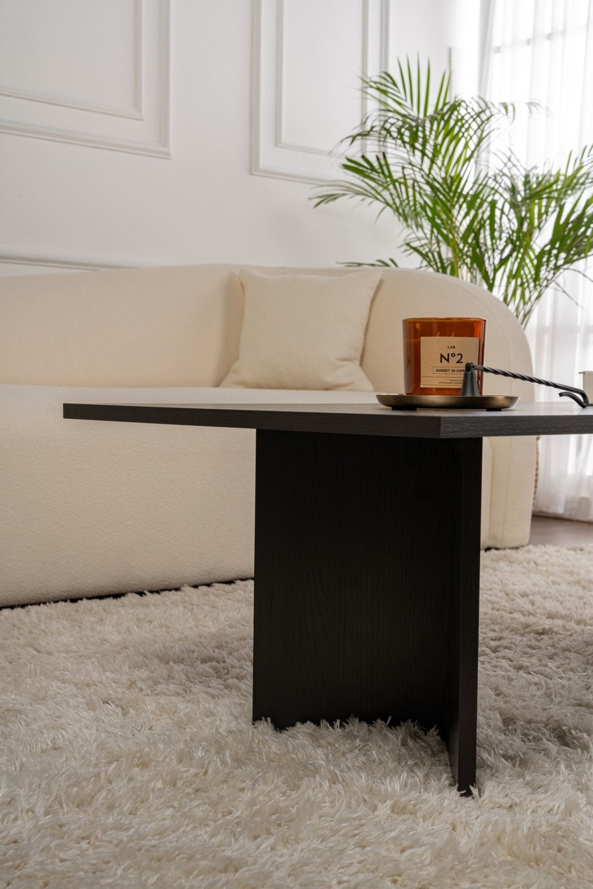 Coffee tables - Rectangular Coffee Table Siban Black wood look - 119x60 cm - Dimehouse