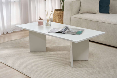 Coffee tables - Rectangular coffee table white melamine Sabin 119x60 cm - Dimehouse