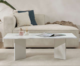 Coffee tables - Rectangular coffee table white melamine Sabin 119x60 cm - Dimehouse