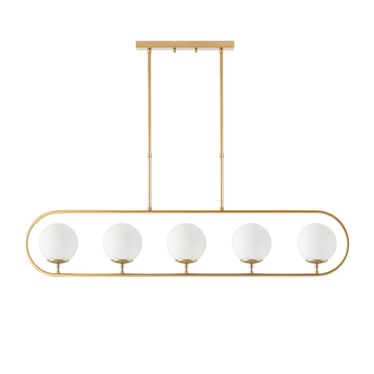 Hanging lamps - Hanging lamp 5 - lights Gold Beige Glass Lucent - Dimehouse