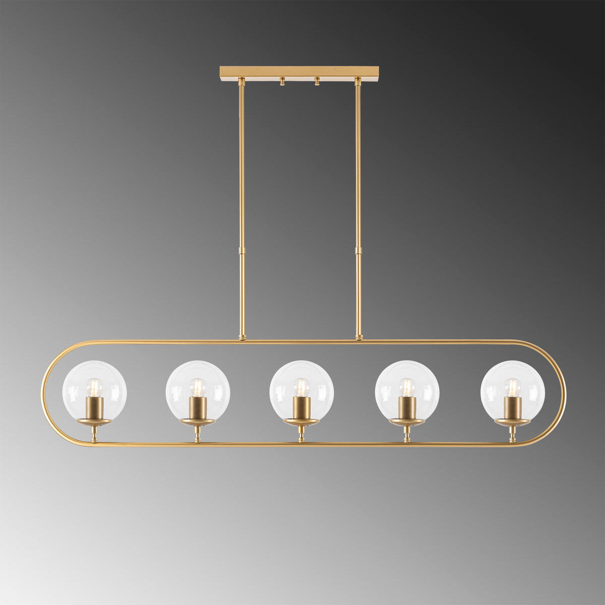 Hanging lamps - Hanging lamp 5 - lights Gold Clear Glass Lucent - Dimehouse