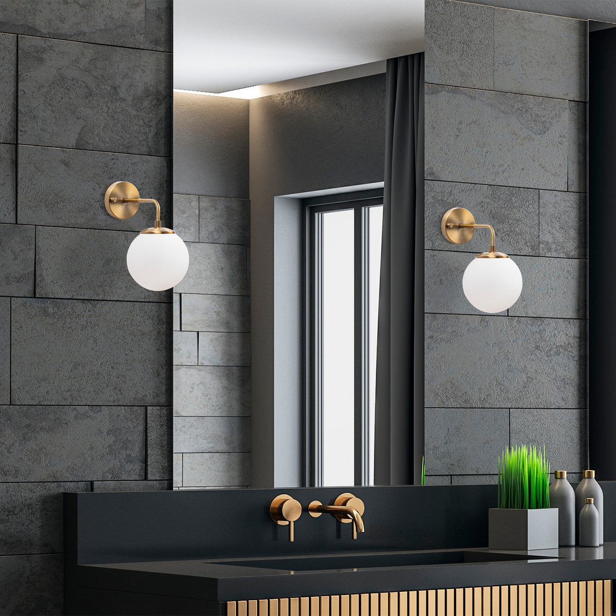 Wall lamps - Wall lamp Bronze-colored Glass Brim - Dimehouse