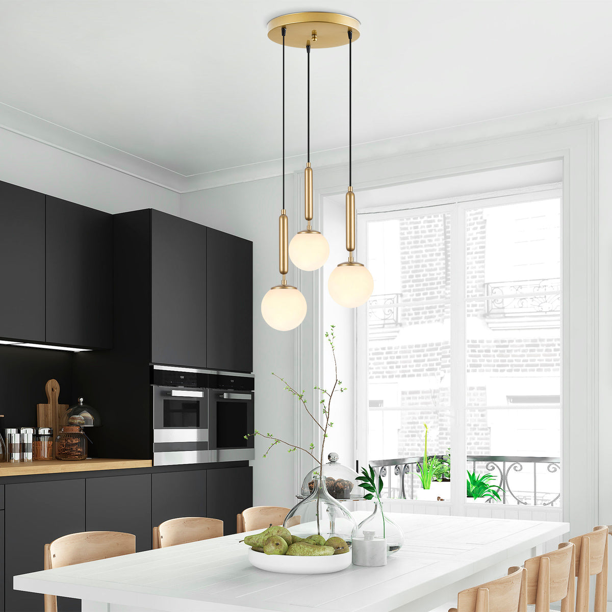 Hanging lamps - Hanging lamp 3 - lights Gold Glass Cascade - Dimehouse