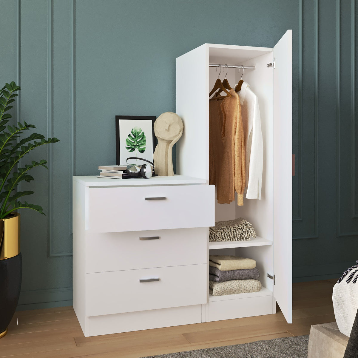 Wall cabinets - Wall cabinet White Melamine - hang and lay - 140x100x47 cm - Jade - Dimehouse