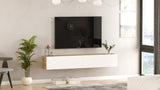 TV Furniture - Floating TV Furniture Turin Atlantic Pine White Melamine 180x29.6x31.6 cm - Dimehouse