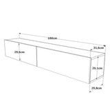 TV Furniture - Floating TV Furniture Turin Atlantic Pine White Melamine 180x29.6x31.6 cm - Dimehouse