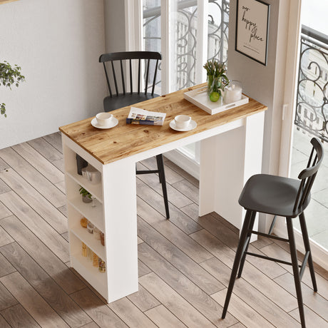 Bar tables - Bar table Paphos Atlantic Pine Wood White Melamine 120x101.8x51.6 cm - Dimehouse