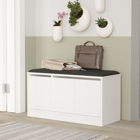 Shoe cabinets - Shoe cabinet Aquila White Melamine 89.6x45.8x35.5 cm - Dimehouse